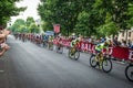 Milan, Italy 31 May 2015; Group of Professional Cyclists in Milan accelerate and prepare the final sprint Royalty Free Stock Photo